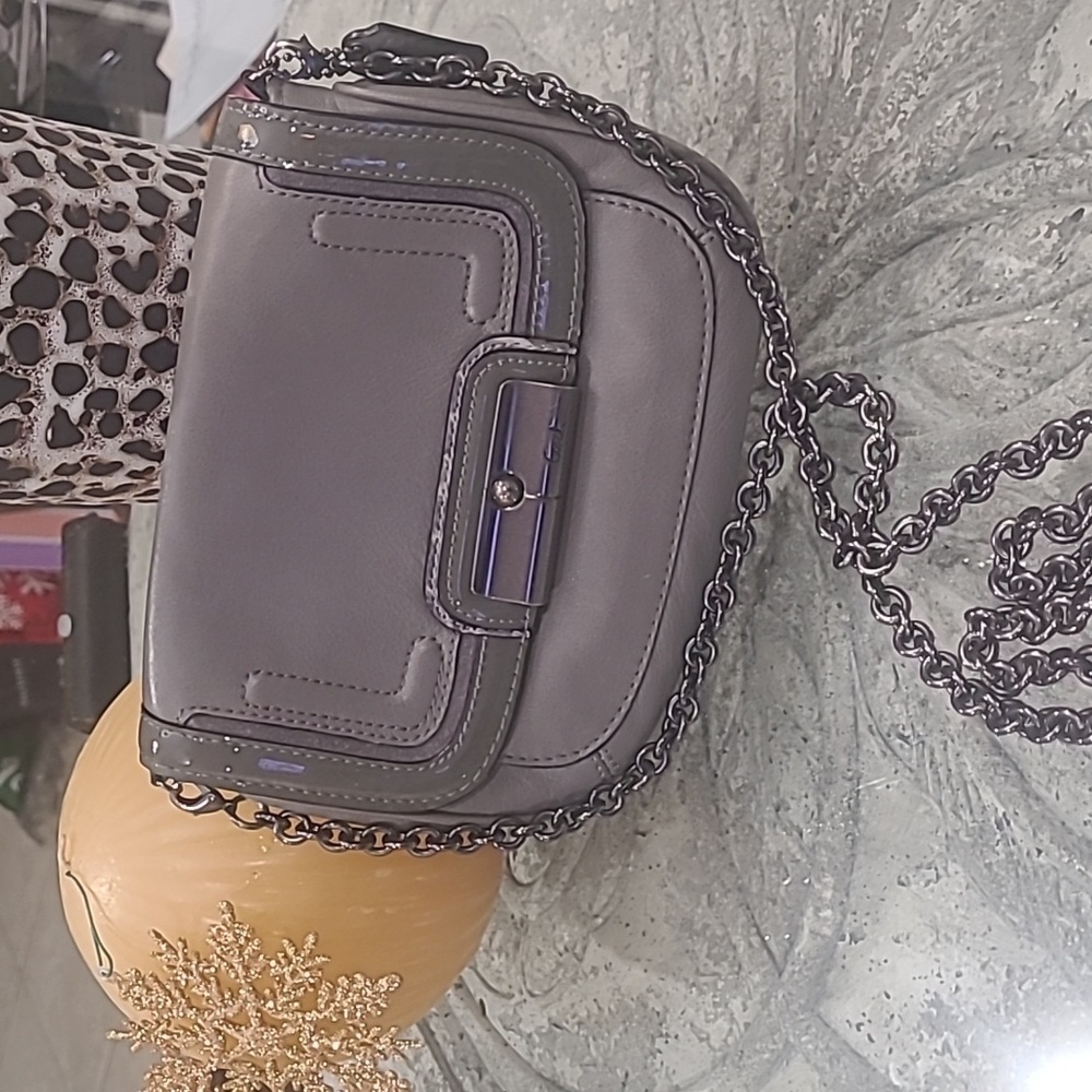 COACH WOMEN'S GRAY LEATHER CROSSBODY CHAIN BAG